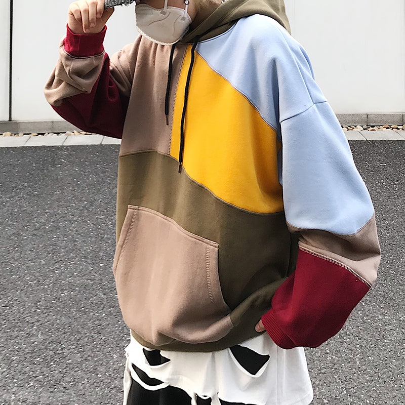 Contrast Patchwork Hoodie ,  - Streetwear Hoodie - Slick Street