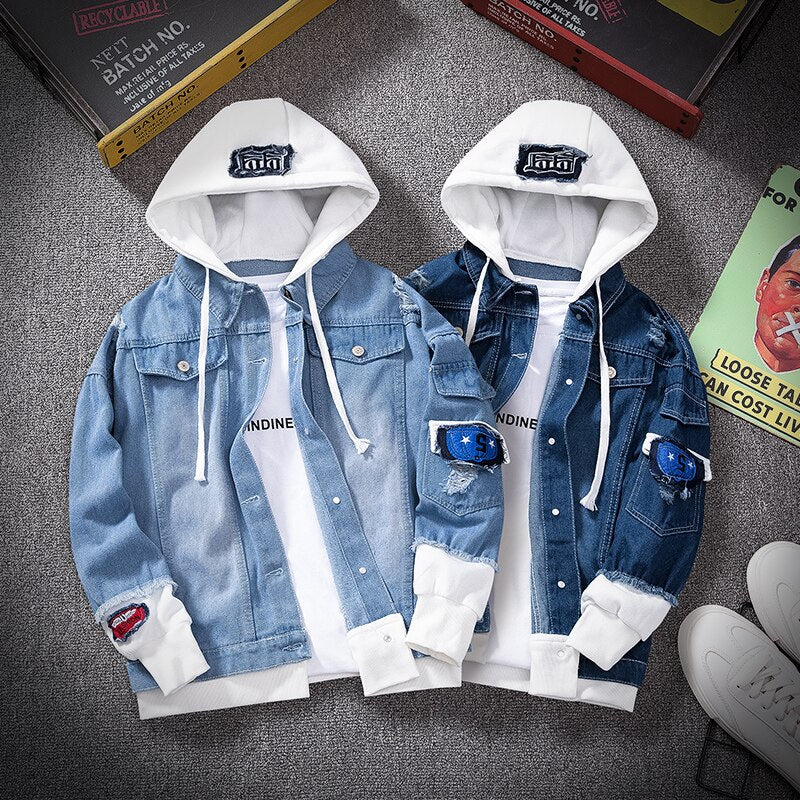 S Denim Hooded Jacket ,  - Streetwear Jackets - Slick Street