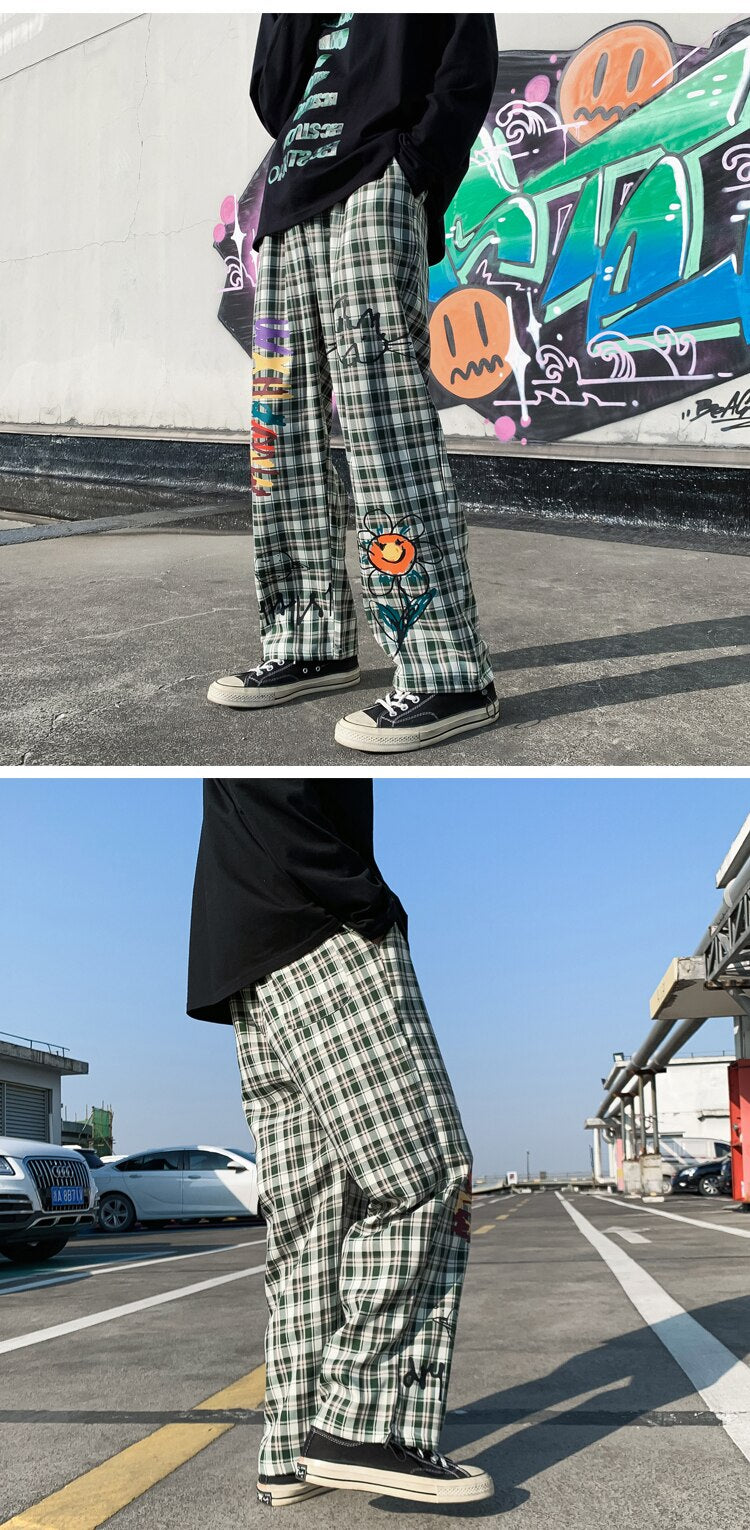 Cartoonist Plaid Design Pants ,  - Streetwear Pants - Slick Street