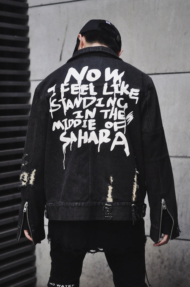 Sahara Distressed Denim Jacket ,  - Streetwear Jackets - Slick Street