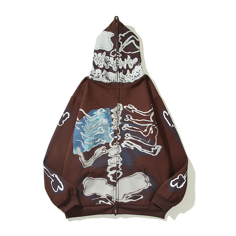 Skeleton Cactus Zip Hoodie ,  - Streetwear Hoodie - Slick Street