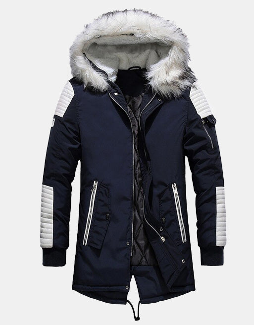 Fur Hood Winter Coat Navy, XS - Streetwear Jackets - Slick Street