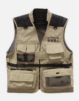 OUTRAGE Vest Khaki, XS - Streetwear Vest - Slick Street