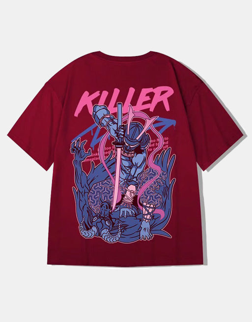 Killer Samurai T-Shirt Red, XS - Streetwear T-Shirt - Slick Street