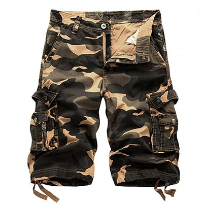 Military Camouflage Vector Shorts Khaki, 29 - Streetwear Shorts - Slick Street