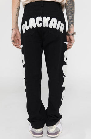 Star Skull Patchwork Straight Jeans ,  - Streetwear Jeans - Slick Street