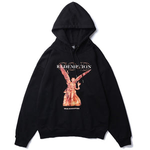 GOLD REDEMPTION Statue Loose Hoodie BlacK, XS - Streetwear Hoodie - Slick Street
