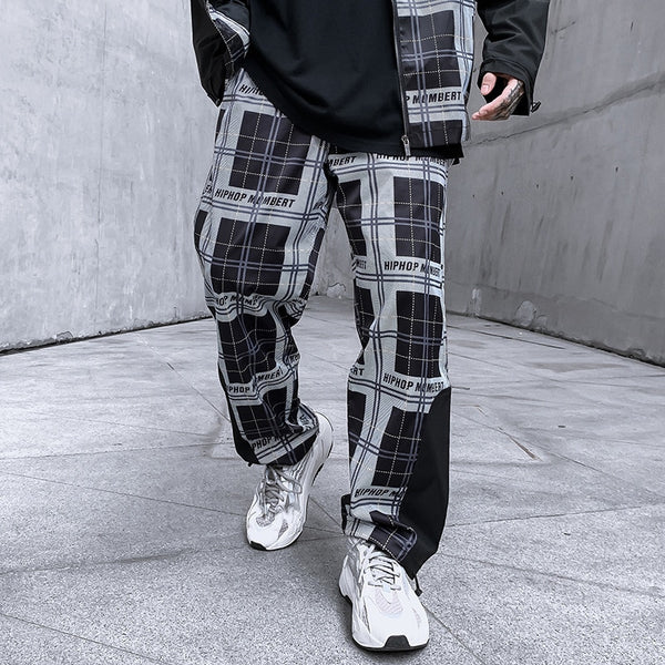 HIPHOP Checkered Patchwork Pants ,  - Streetwear Pants - Slick Street