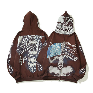 Skeleton Cactus Zip Hoodie ,  - Streetwear Hoodie - Slick Street
