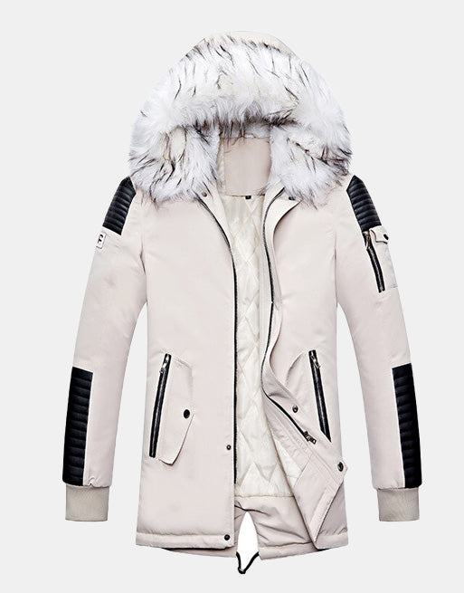 Fur Hood Winter Coat Beige, XS - Streetwear Jackets - Slick Street