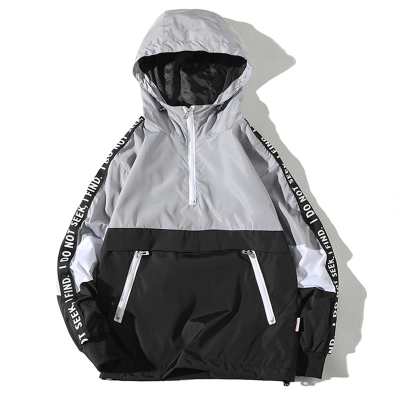 Color Block VA2 Windbreaker Jacket Gray, XS - Streetwear Jacket - Slick Street