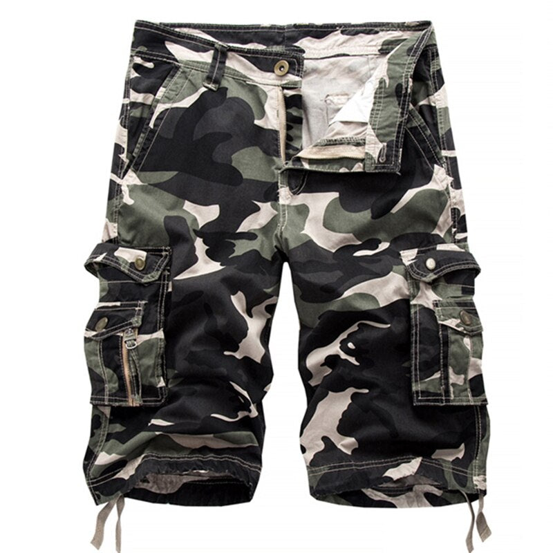 Military Camouflage Vector Shorts Light Green, 29 - Streetwear Shorts - Slick Street