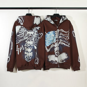 Skeleton Cactus Zip Hoodie ,  - Streetwear Hoodie - Slick Street