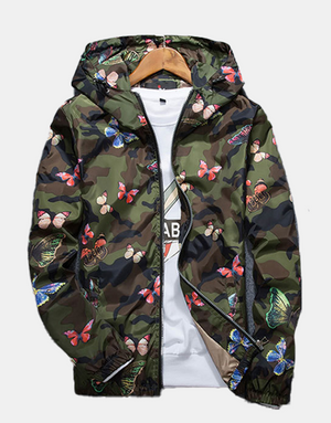 Butterfly Camo Windbreaker Green, XS - Streetwear Jackets - Slick Street