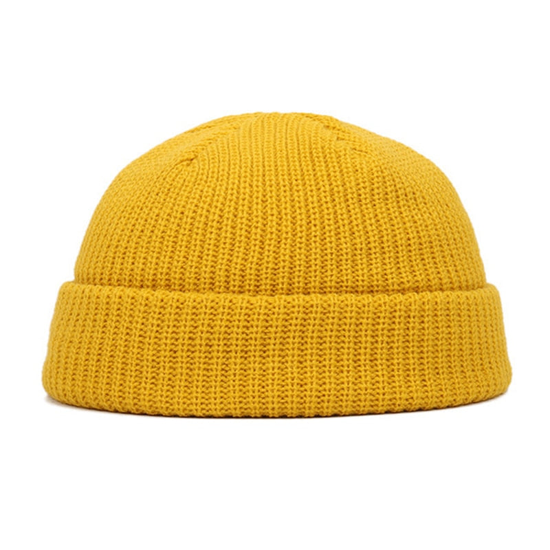Beanie Knitted Stocking Cap Yellow, One Size - Streetwear Cap - Slick Street