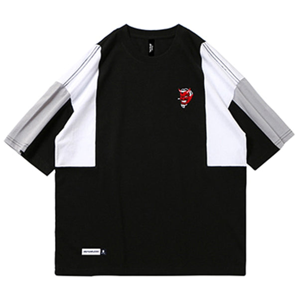 BEFEARLESS Devil Logo Color Block T-Shirt Black, XS - Streetwear T-Shirt - Slick Street