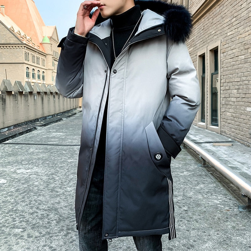 Ombre Style With Fur Collar  Jacket ,  - Streetwear Jacket - Slick Street