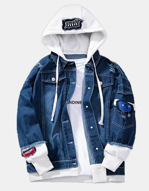S Denim Hooded Jacket Dark Blue, XS - Streetwear Jackets - Slick Street