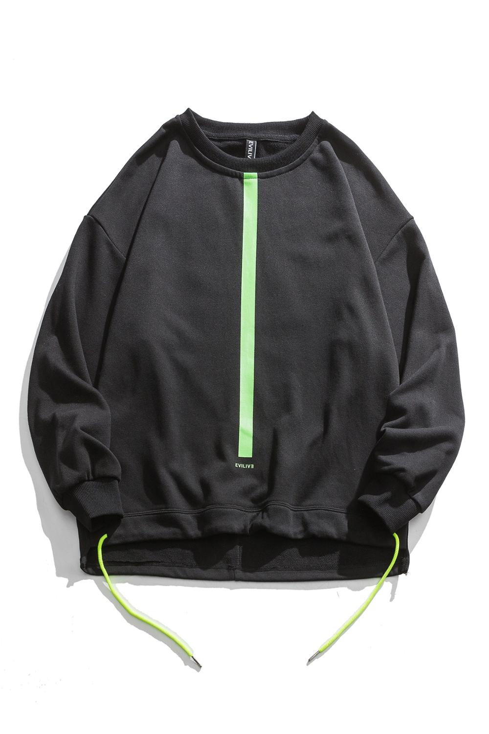EVILIVE Green Striped With Ribbons Sweater Black, XS - Streetwear Sweater - Slick Street