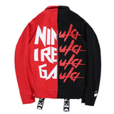 CONFIDEN Black Red Two Half Color Jacket Red, XS - Streetwear Jacket - Slick Street