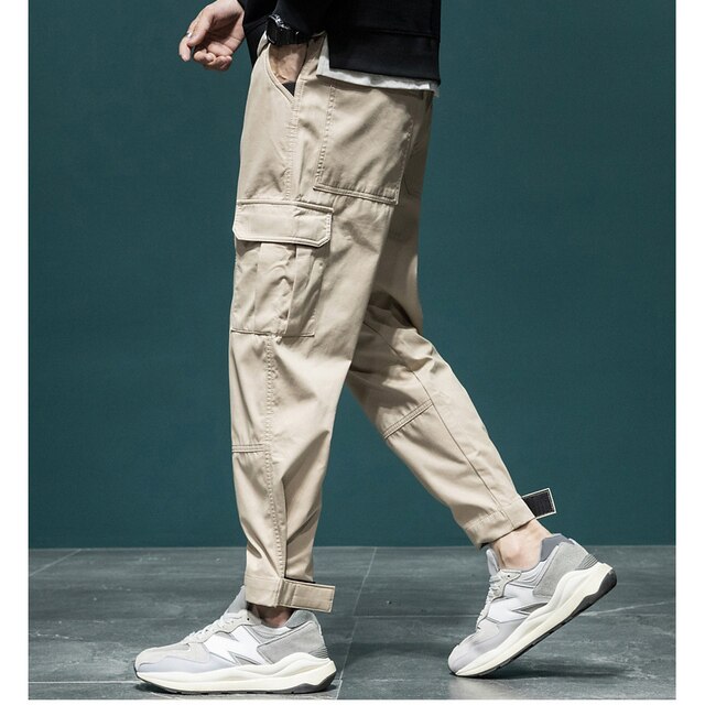 P2 Cargo Pants with Velcro Straps XS, Khaki - Streetwear Cargo Pants - Slick Street