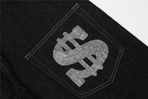 Dollar Print Black Denim Jeans ,  - Streetwear Jeans - Slick Street