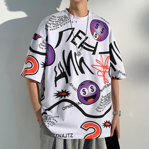 Dollar Emoji Graphic T-Shirt White, XS - Streetwear T-Shirt - Slick Street