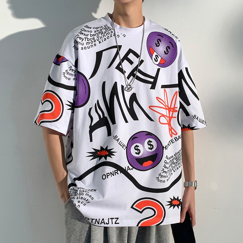 Dollar Emoji Graphic T-Shirt White, XS - Streetwear T-Shirt - Slick Street