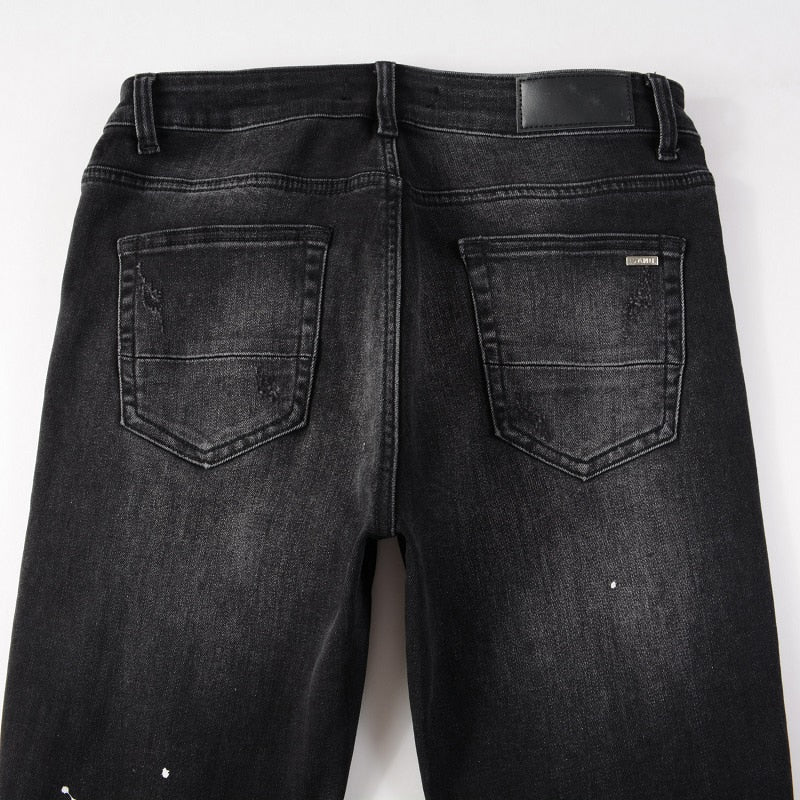 Ruby Distressed Rhinestone Slim Black Jeans ,  - Streetwear Jeans - Slick Street