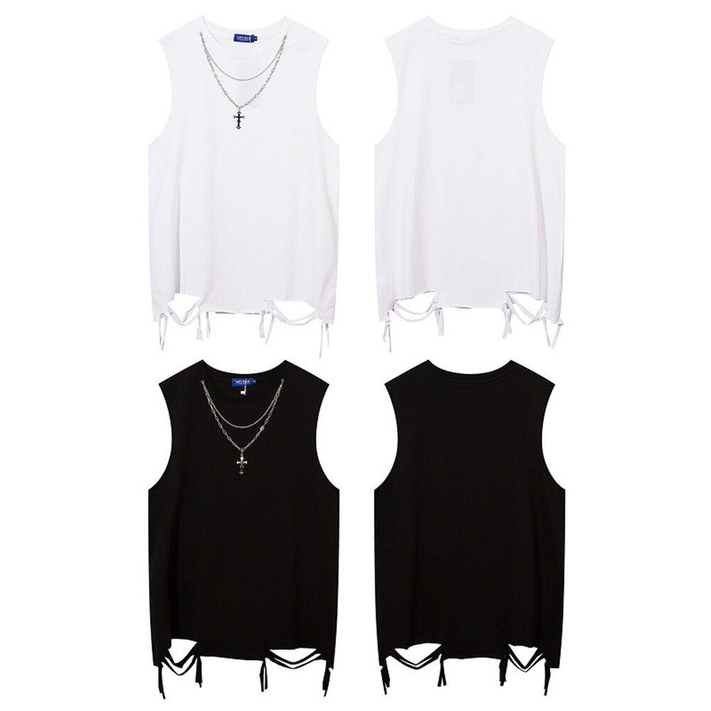 Basic Distressed Tank Top , - Streetwear T-Shirts - Slick Street