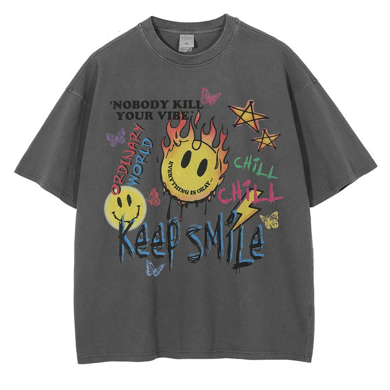 Keep Smile Graffiti Emoji Design T-Shirt , - Streetwear T-Shirts - Slick Street