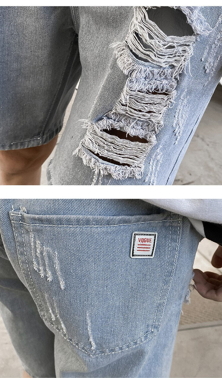 Denim Ripped Shorts ,  - Streetwear Shorts - Slick Street