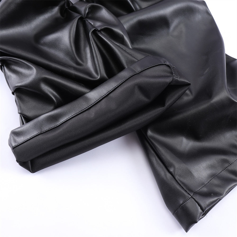 AV1 Black Leather Pants ,  - Streetwear Pants - Slick Street