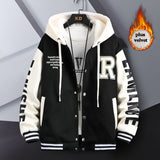 R Quilted Thermal Hooded Varsity Jacket Black, XS - Streetwear Hoodie - Slick Street