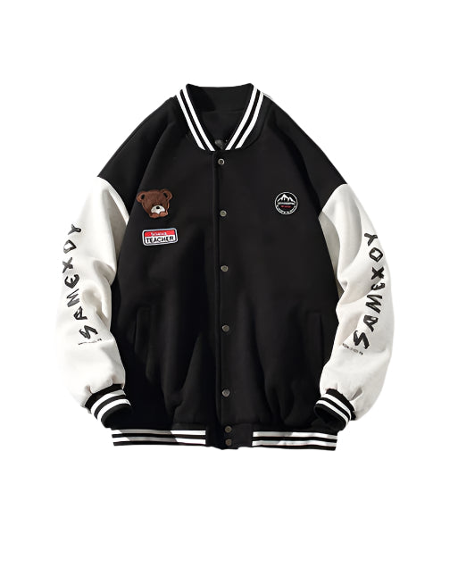 Teddy Bear Stitch Varsity Jacket ,  - Streetwear Jacket - Slick Street