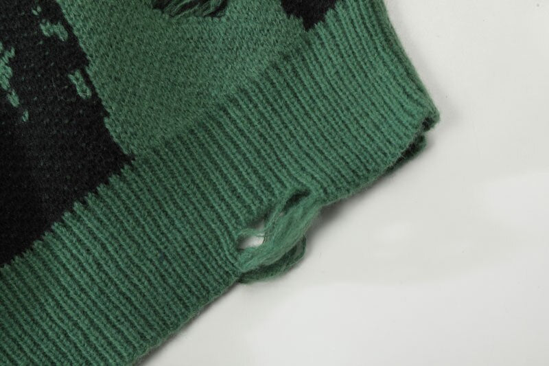 Monochrome Distressed Sweater ,  - Streetwear Sweater - Slick Street