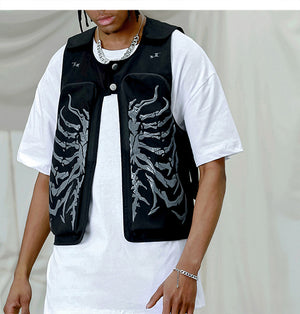 Skeleton Print Vest ,  - Streetwear Vest - Slick Street