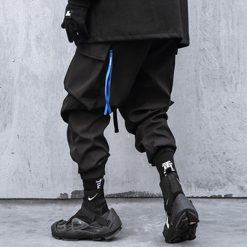 Cyber Mist Cargo Pants - Black ,  - Streetwear Cargo Pants - Slick Street