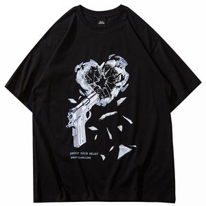 PLANET ONE SHOOT YOUR HEART T-Shirt , - Streetwear T-Shirts - Slick Street