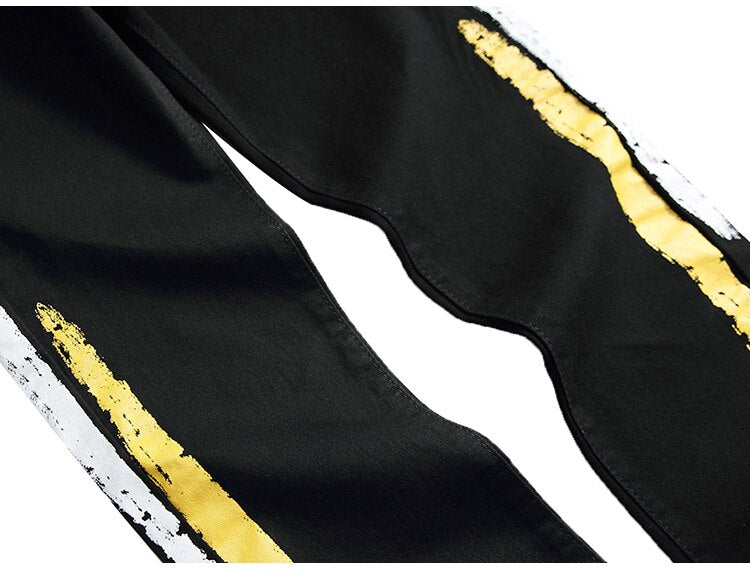 Two Stripes Color Line Jeans ,  - Streetwear Jeans - Slick Street
