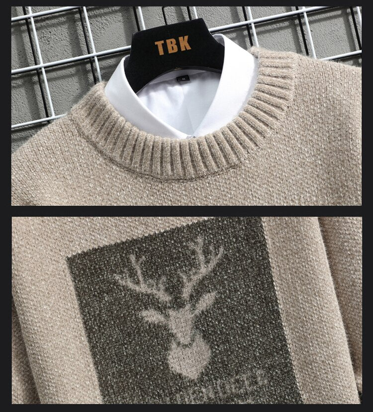 Golden Deer Knitted Sweater ,  - Streetwear Sweater - Slick Street