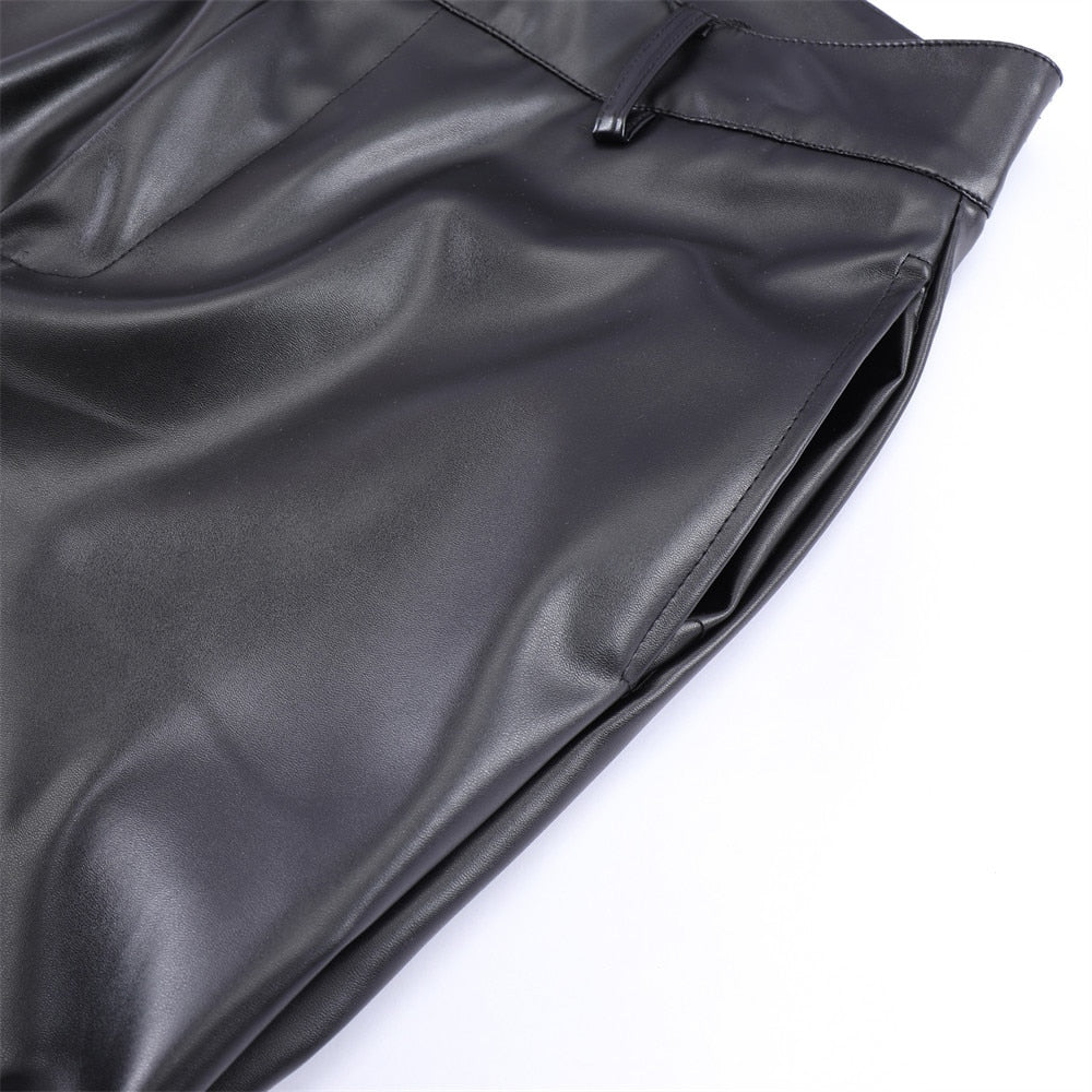 AV1 Black Leather Pants ,  - Streetwear Pants - Slick Street
