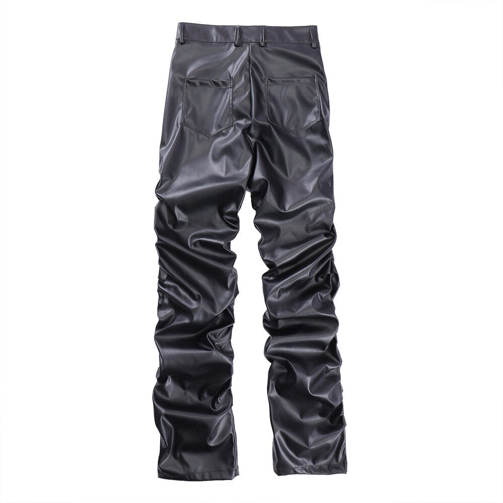 AV1 Black Leather Pants ,  - Streetwear Pants - Slick Street