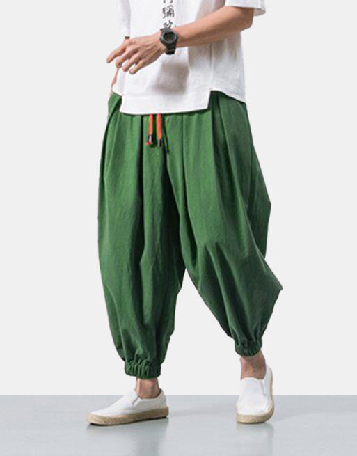 Red String Harem Pants Green, XS - Streetwear Pants - Slick Street