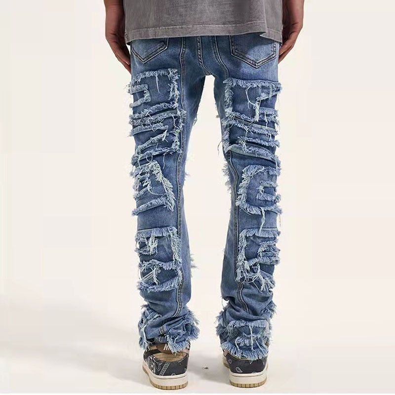 Zodiac Sea Distressed Stacked Denim ,  - Streetwear Jeans - Slick Street