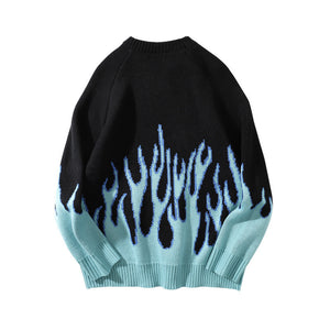 Knitted Vintage Flame Sweater , - Streetwear Sweatshirts - Slick Street