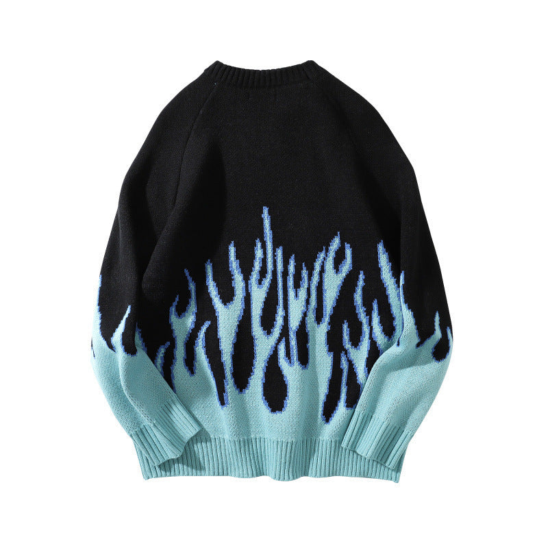 Knitted Vintage Flame Sweater , - Streetwear Sweatshirts - Slick Street