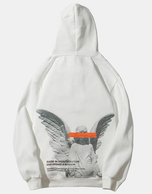 Angel God Hoodie White, M - Streetwear Hoodie - Slick Street