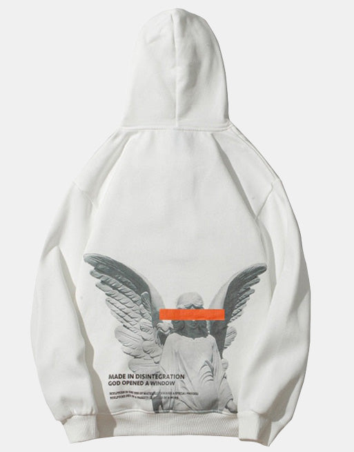 Angel God Hoodie White, M - Streetwear Hoodie - Slick Street