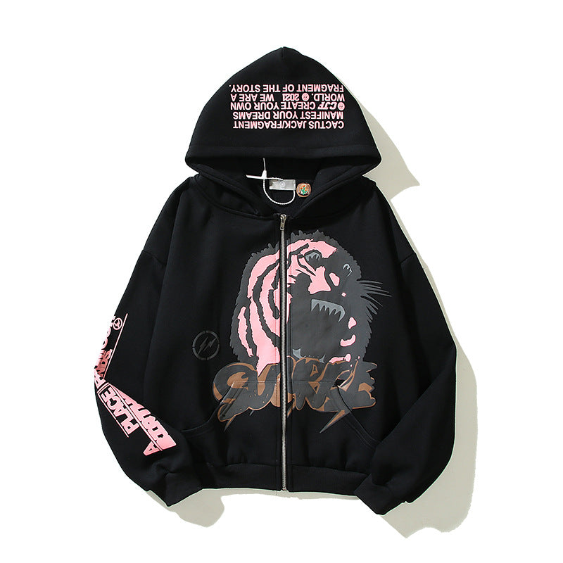 Tiger Beast 'S' Zip Hoodie Black, XS - Streetwear Hoodie - Slick Street